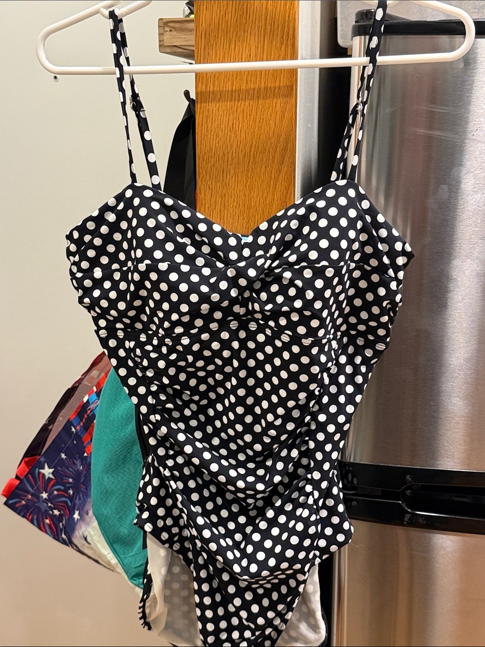 SPANX Black and White Polka Dot One-Piece Swimsuit